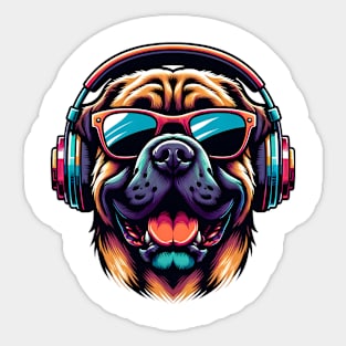 Mastiff as Smiling DJ with Headphones and Sunglasses Sticker